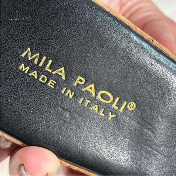 Mila Paoli black patent leather cork wedge sandals Made in Italy casual size 8 - Picture 7 of 11